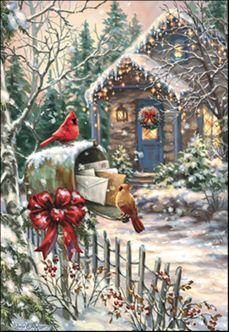 Cardinals at the Mailbox - Boxed Christmas Cards - The Country Christmas Loft