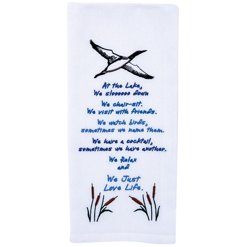 Things To Do At The Lake Embroidered Dish Towel