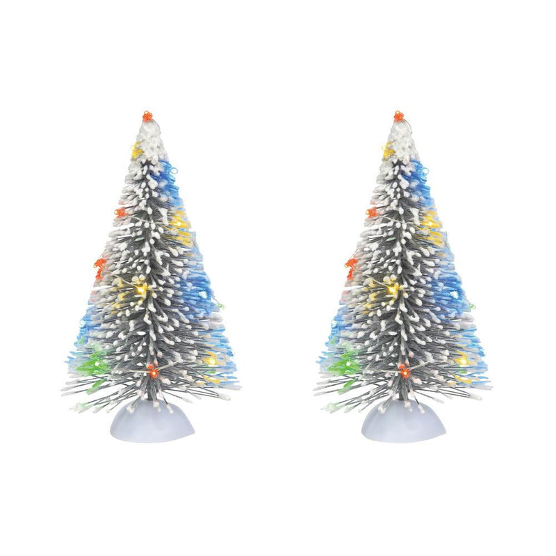 Lighted Frosted White Sisal Trees - Set of 2 - The Country Christmas Loft