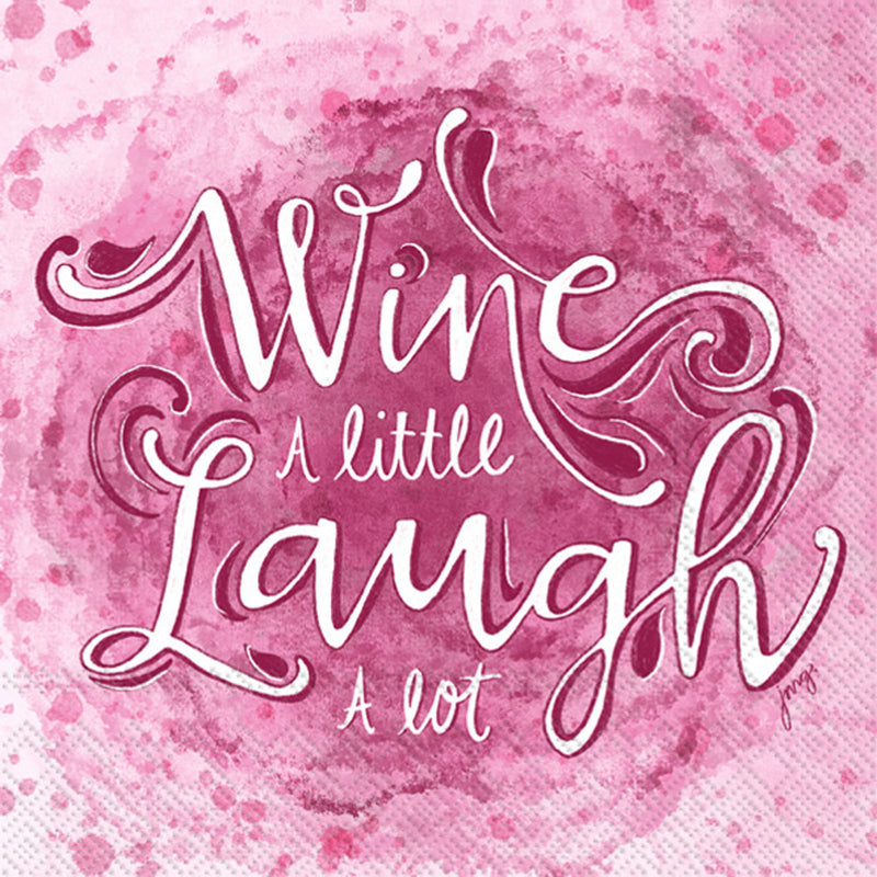 Wine & Laugh - Cocktail Napkin - The Country Christmas Loft