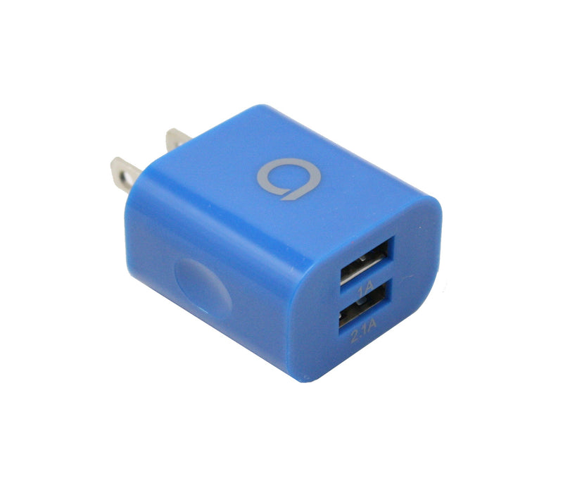2.1A Wall Charger Dual Port - Blue