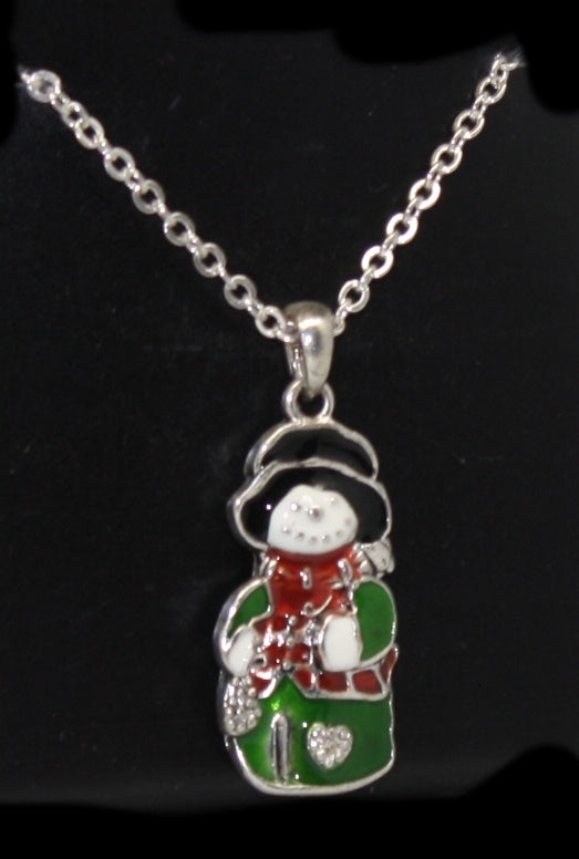 Crystal Snowman Necklace - Scarf - The Country Christmas Loft