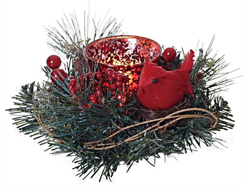 Faux Pine Candle Holder Ring - Small - The Country Christmas Loft
