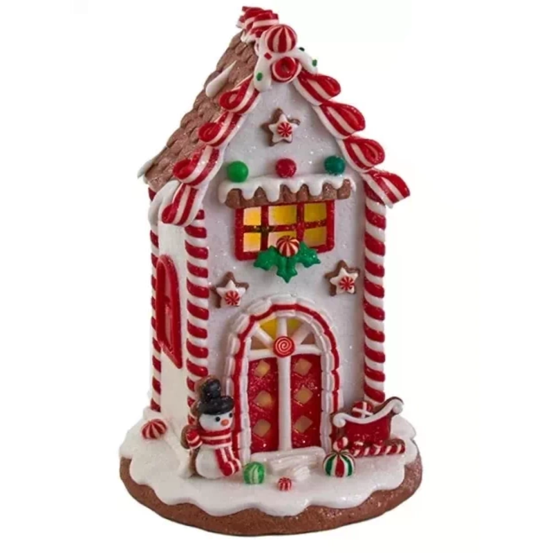 Light Up Gingerbread House - Snowman - 8.5 Inch