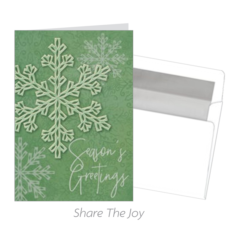 Luxury 18 Count Card Set - Sage Snowflakes - The Country Christmas Loft