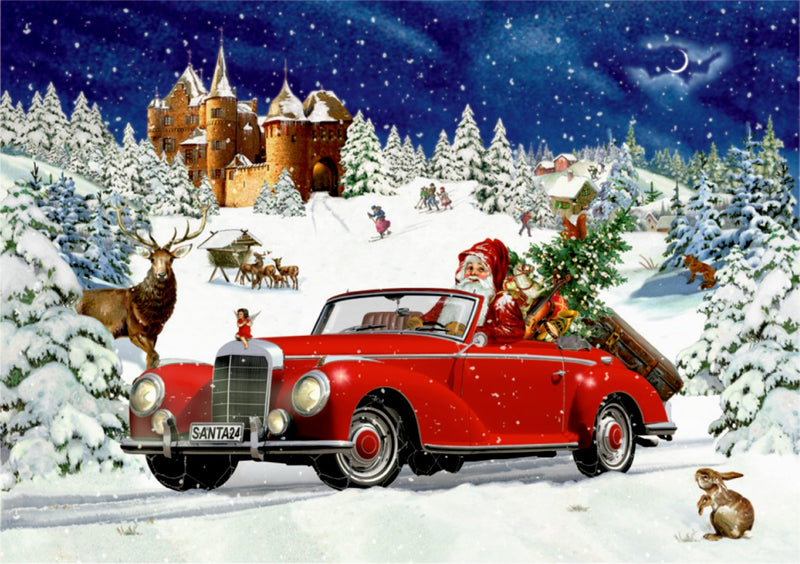 Miniature Nostalgic Advent Calendar Card - Santa's Road Trip - The Country Christmas Loft