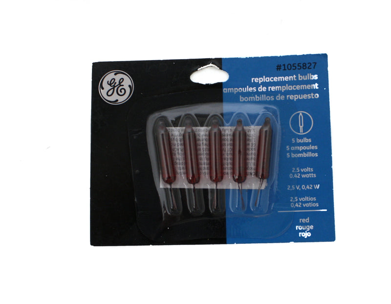GE Incandescent String Light Bulbs 5 pack -  Red - The Country Christmas Loft