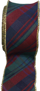 Diagonal Stripe Wire Edge Ribbon - The Country Christmas Loft