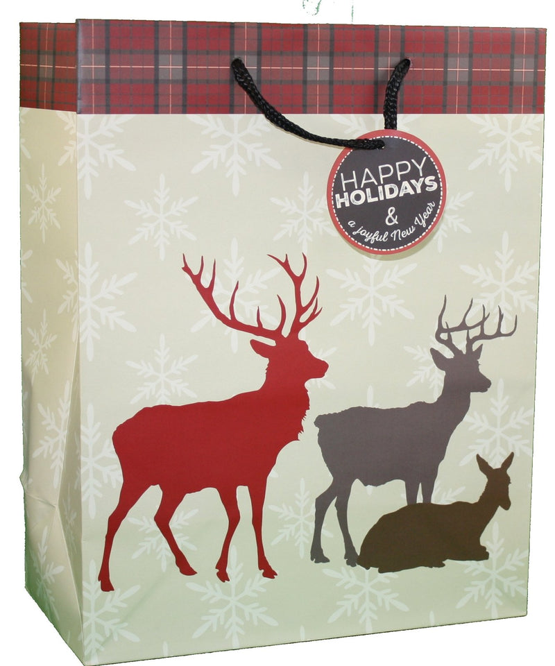 Rustic Christmas Gift Bag - Reindeer Large