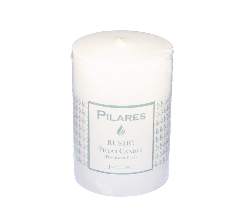 Rustic Pillar Candle - 4 Inch White