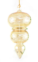 Gold Etched Triple Sphere Ornament - Yellow