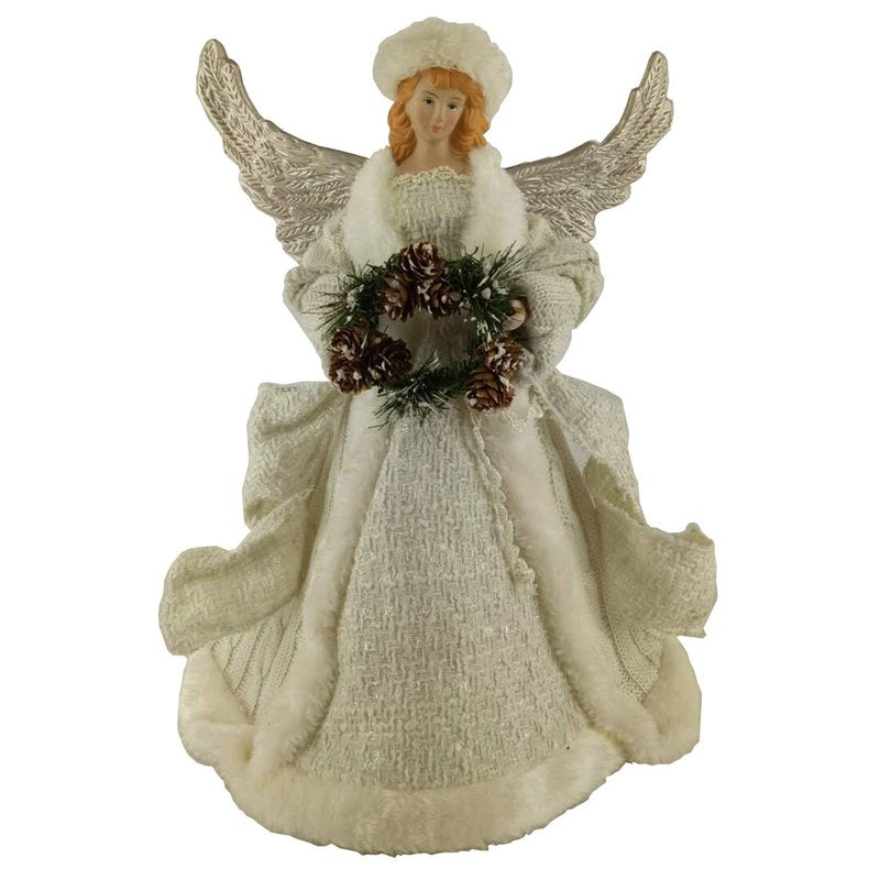 Snow  Angel With Wreath Tree Topper - The Country Christmas Loft
