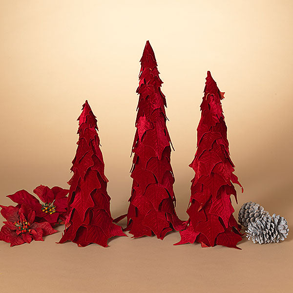 Holiday Velvet Poinsettia Trees - Set of 3 - The Country Christmas Loft