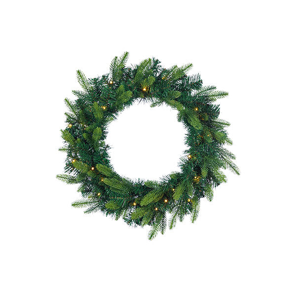 Lighted Fri Wreath - 24 Inch - Battery Operated - The Country Christmas Loft