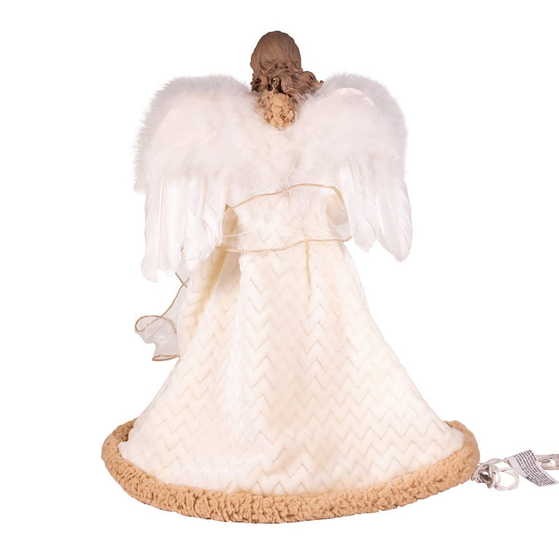 16 Inch  UL 10-Light Rustic Natural Angel Treetop - The Country Christmas Loft