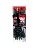 35-Light Red and White G12 Frosted Green Wire LED Light Set - The Country Christmas Loft