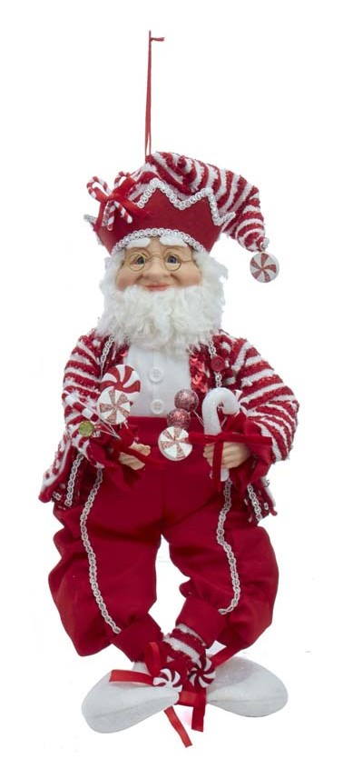 Kringles 18 Inch Hanging Elf - Holding Candy - The Country Christmas Loft