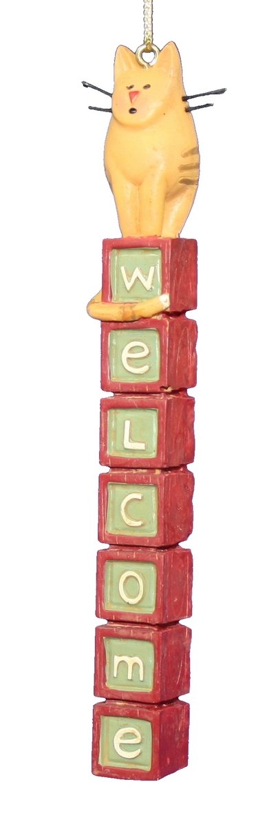 Country/Welcome Block Sign Ornament - Welcome - The Country Christmas Loft