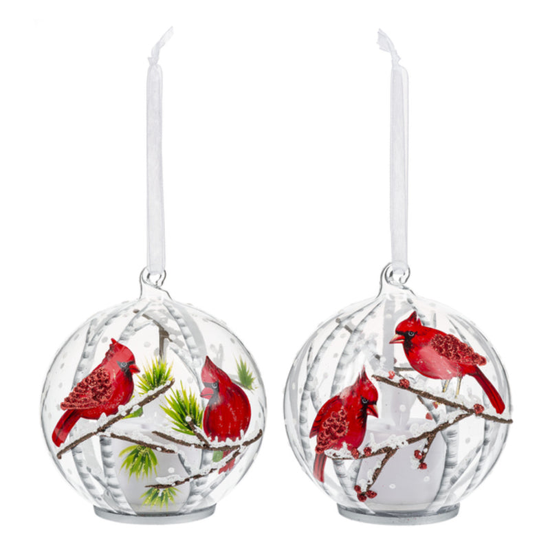 Cardinal Ornament with Flickering Flame LED -  Berry Branches - The Country Christmas Loft