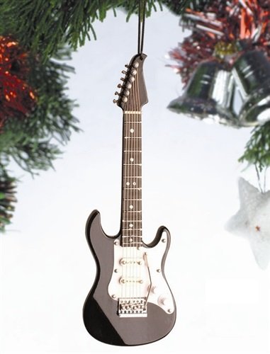 5 Inch Electric Guitar Ornament - Black - The Country Christmas Loft