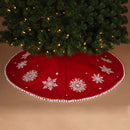 48" Red Felt Pom Pom Tree Skirt - The Country Christmas Loft