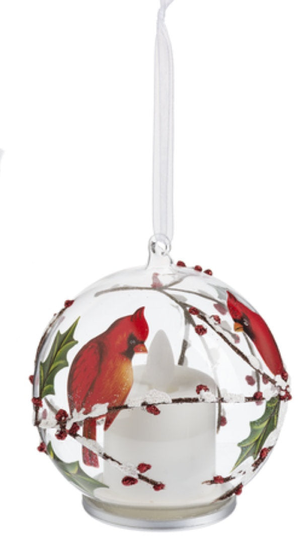 LED Lit Cardinal Ball Ornament - Style 2 - The Country Christmas Loft