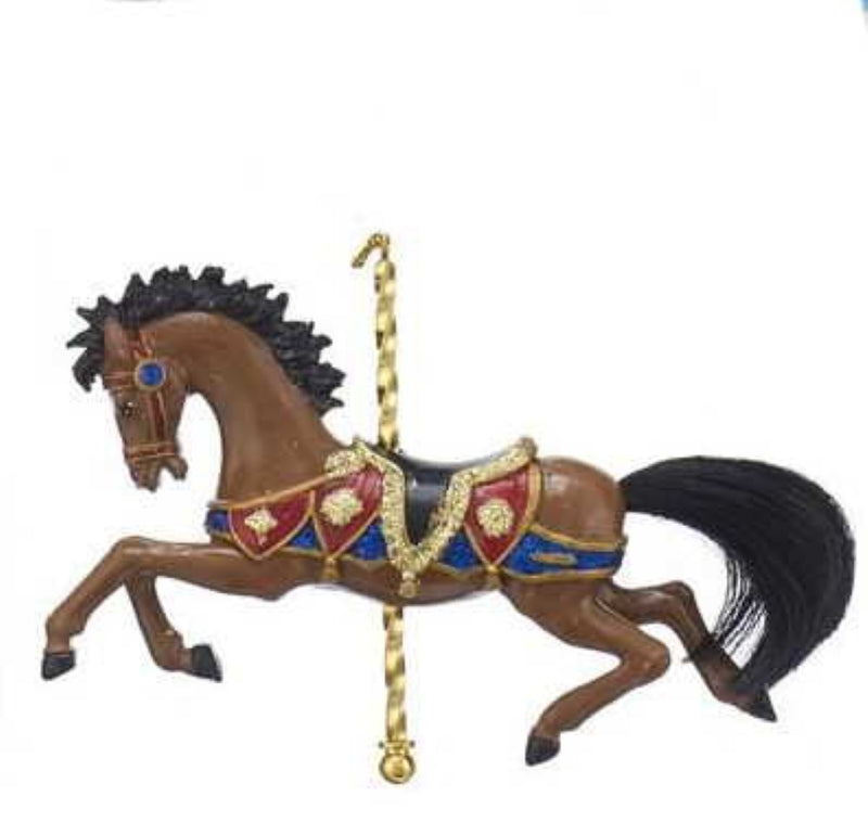 Resin Carousel Horse Ornament - Brown
