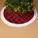 48" Red Plaid Tree Skirt With Faux Fur Border - The Country Christmas Loft