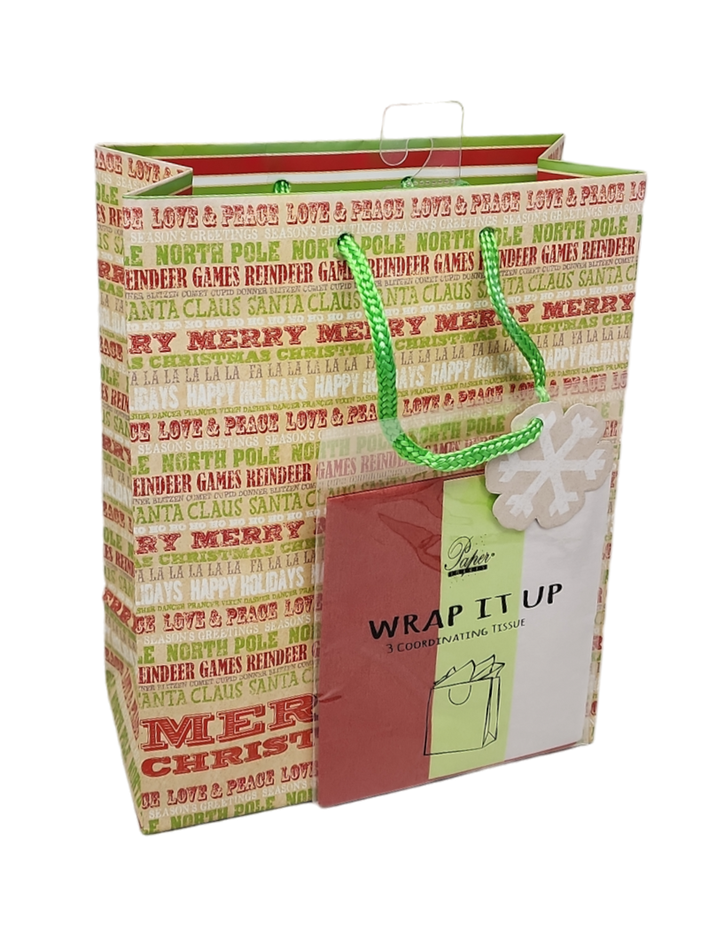Medium Gift Bag With Tissue - Merry Christmas
