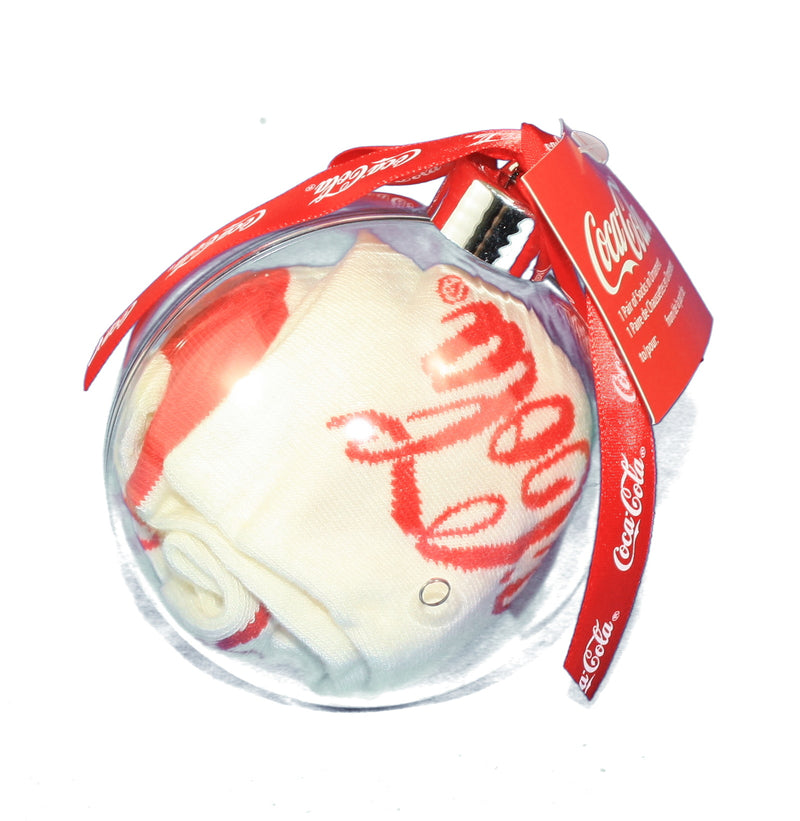 Coca-Cola Socks In Acrylic Ball - White - The Country Christmas Loft