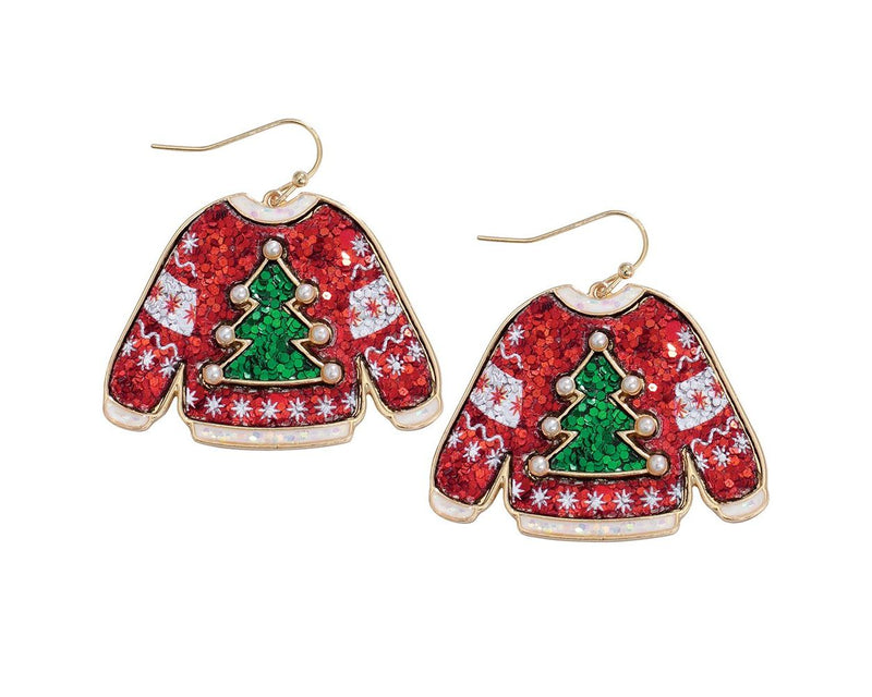 Holiday Sweaters w Trees - Earrings