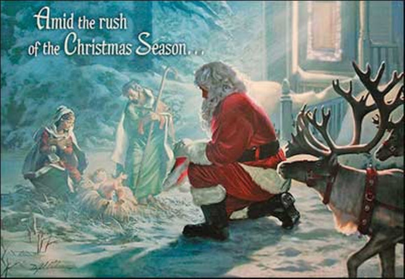 Santa Kneeling - Boxed Christmas Cards - The Country Christmas Loft