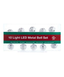 10-Light Silver Bell With Warm White LED Light Set - The Country Christmas Loft