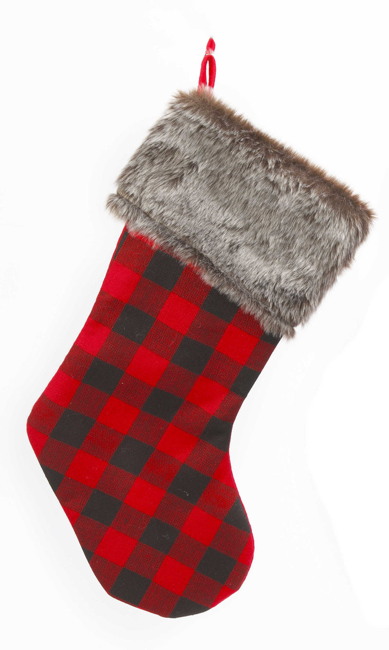 23" Fabric Plaid Holiday Stocking - - The Country Christmas Loft