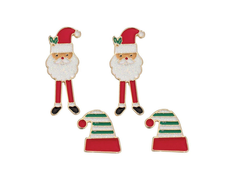 Santa and Elf Hats - Earrings - 2 Sets