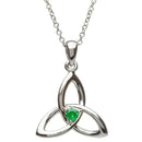 Sterling Silver Green CZ Trinity Pendant
