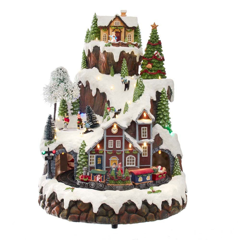 Battery-Operated Musical LED Mountain Village Table Piece - The Country Christmas Loft