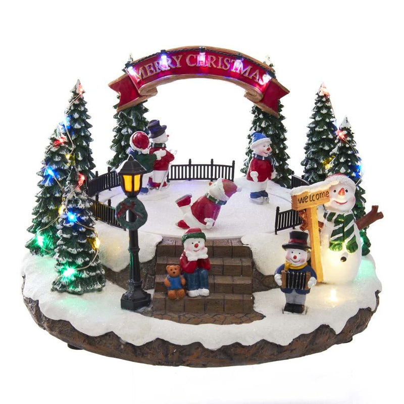 Battery-Operated LED Musical Snowman Ice Rink Table PieceLED Musical Snowman Ice Rink B/O - The Country Christmas Loft