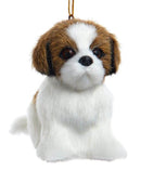 Furry Dog Ornament -  Brown Shih-tzu - The Country Christmas Loft