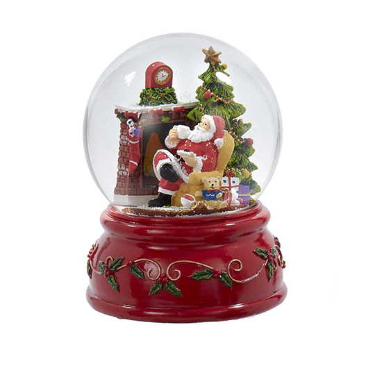 100MM Musical Santa Water Globe - Resting with Cocoa - The Country Christmas Loft