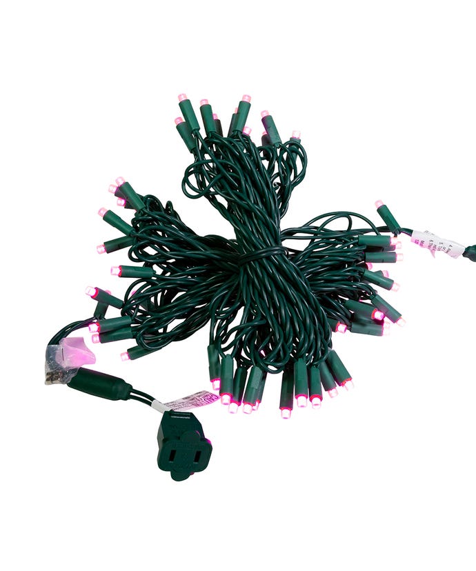 50-Light 5mm Pink LED Green Wire Light Set - The Country Christmas Loft
