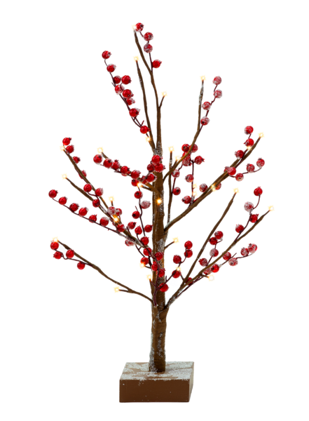 2 Feet LED Warm White Light Up Red Berry Tree - The Country Christmas Loft