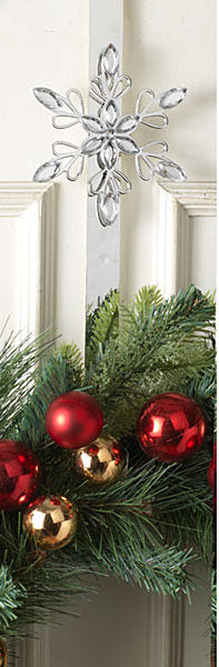 Metal & Jewel Snowflake Holiday Wreath Hanger - Silver