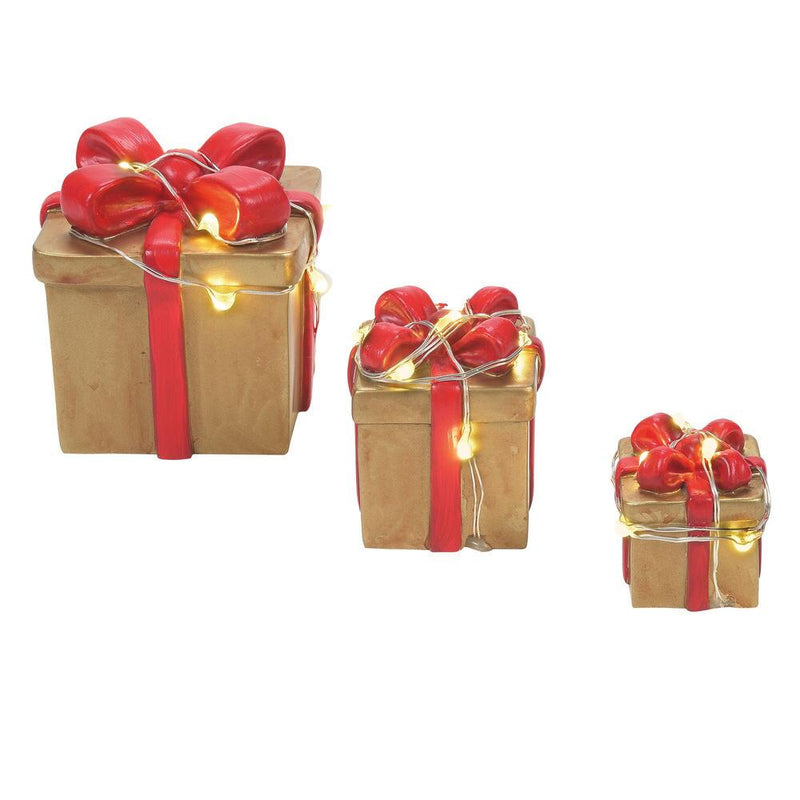 Lit Festive Gift Box - Set of 3 - The Country Christmas Loft