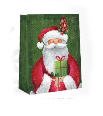 Country Christmas Gift Bag - Medium - Santa Ho Ho Ho - The Country Christmas Loft