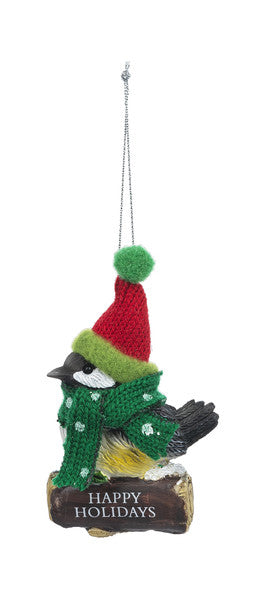 Cozy Bird Ornament - HAPPY HOLIDAYS - The Country Christmas Loft