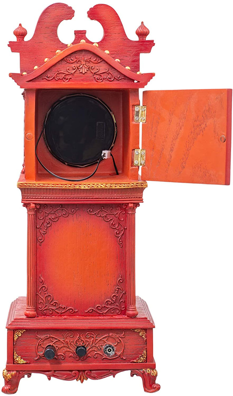 Musical Rotating Santa Mantle Clock - Rosy Red - The Country Christmas Loft