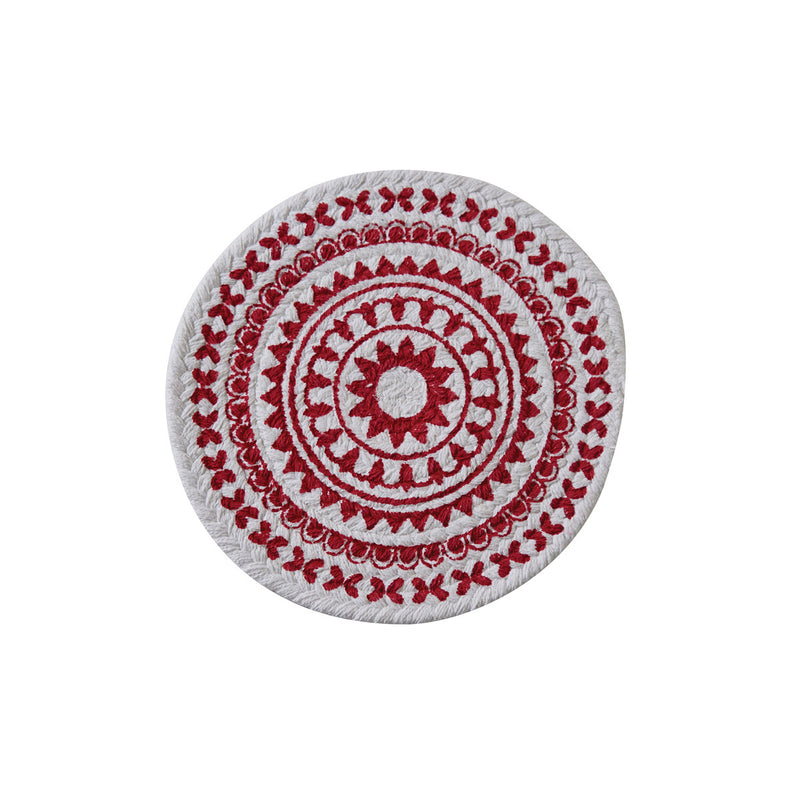 Red Medallion Round Printed Trivet - The Country Christmas Loft