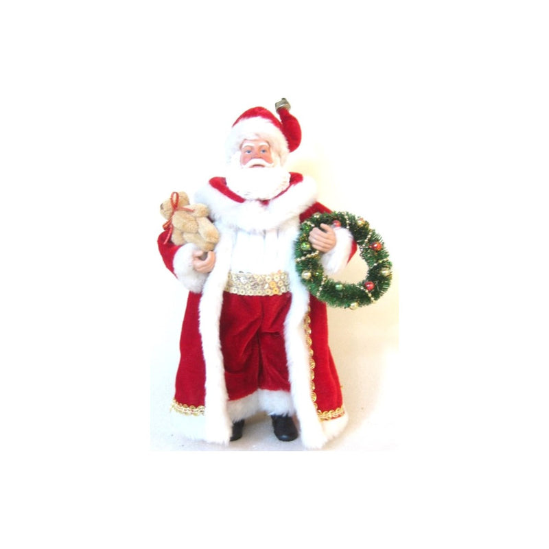 11 Inch Santa Figurine - Traditional with Wreath