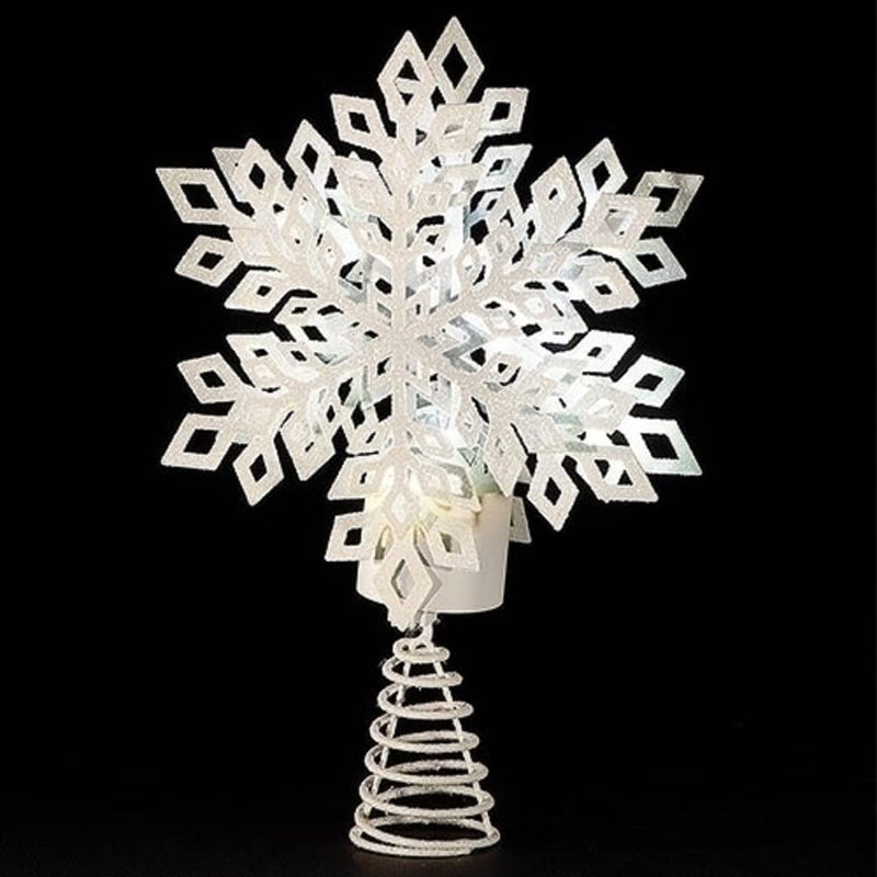 LED White Snowflake Tree Topper - 12 Inch - The Country Christmas Loft